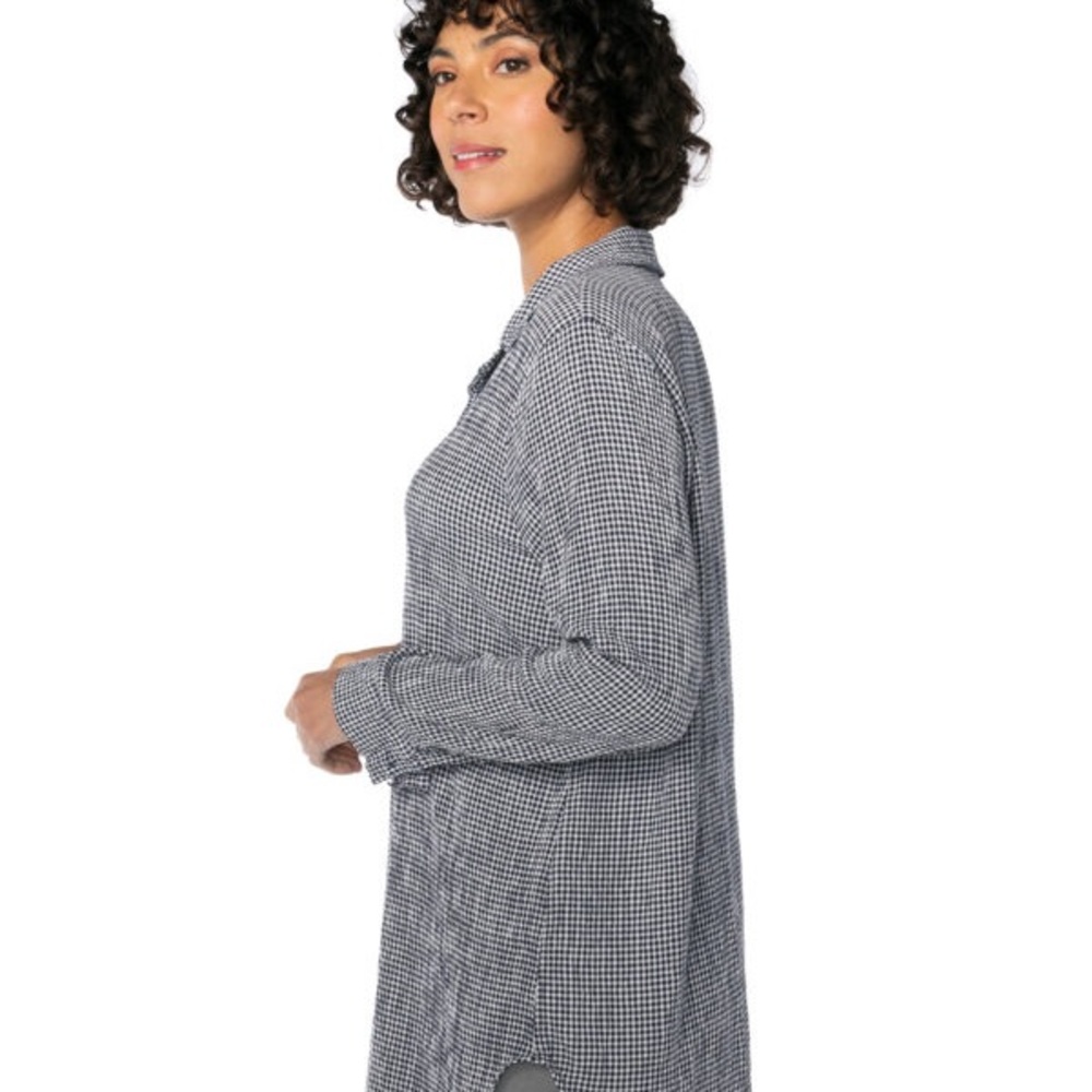 cut loose Women's Navy and White Checkered Gingham Easy Shirt Top Tunic size XL